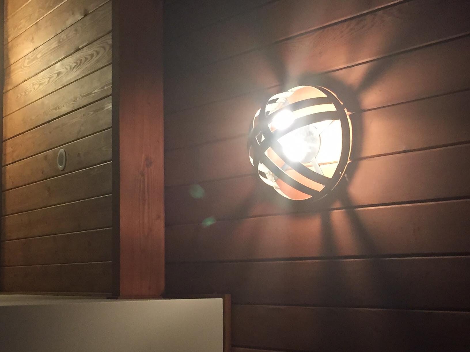 Wine Barrel Sconce Light - Pesini - Made from retired California wine barrel rings. 100% Recycled!