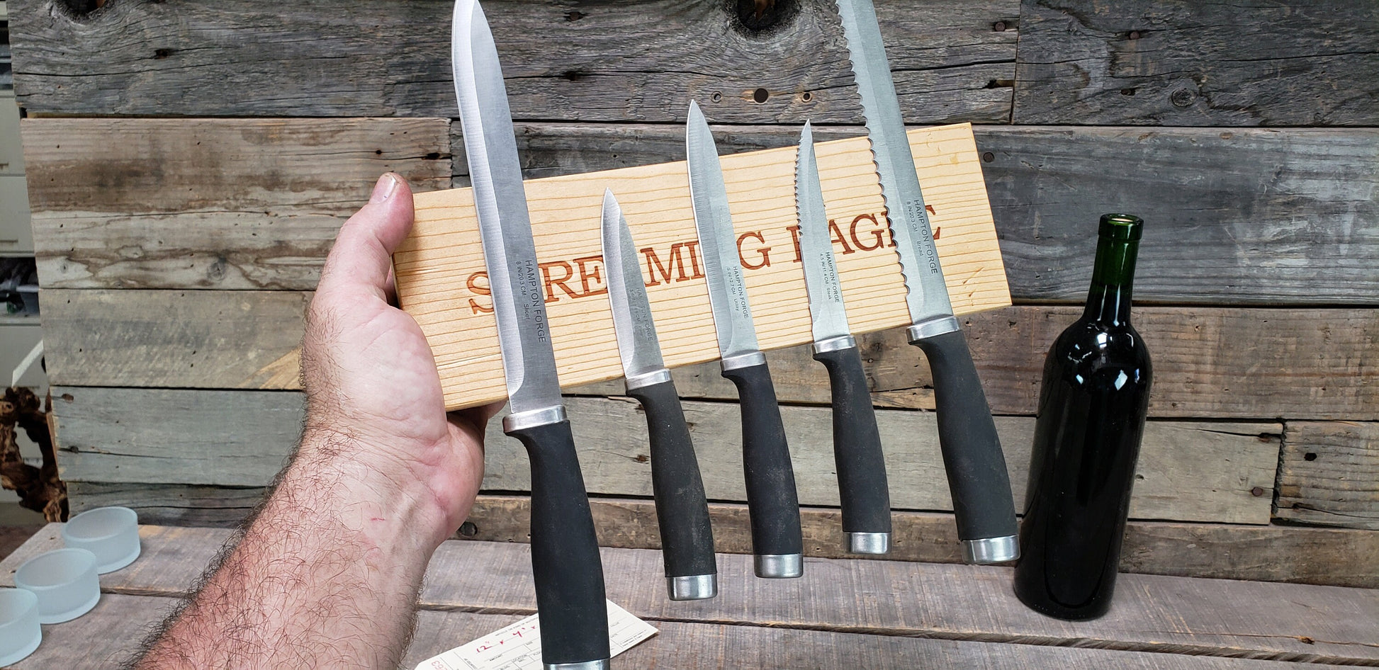 Wine Crate Magnetic Knife Rack - 0263 - Made from Retired Screaming Eagle Winery Box. 100% Recycled!