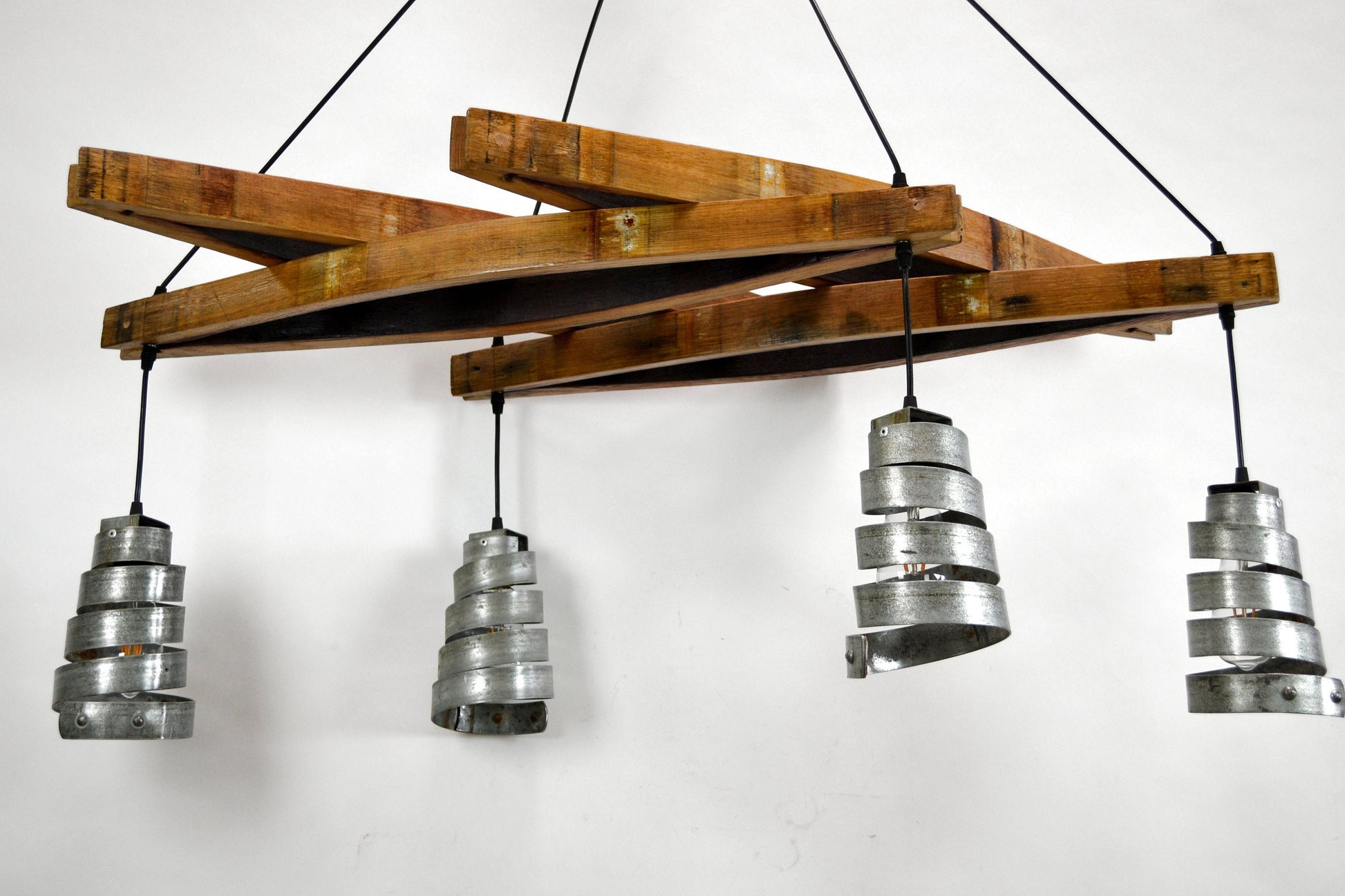 Wine Barrel Stave Chandelier - Vinaka - Made from retired California wine barrels. 100% Recycled!