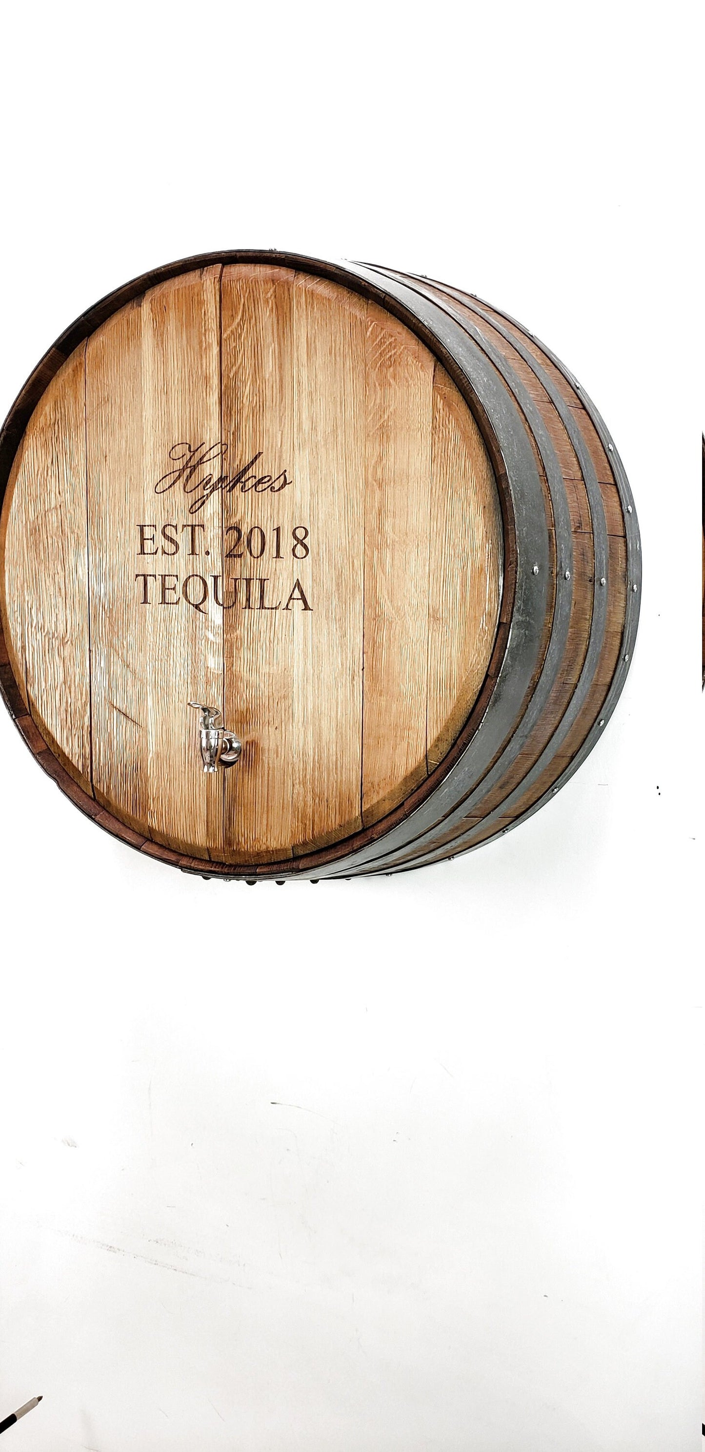 Wall Mounted Drink Dispensary - Runda - Retired Napa Wine Barrel With Custom Personalized Engraving