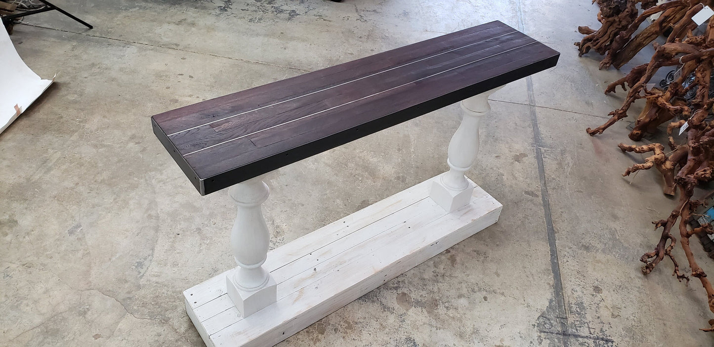California Oak Wine Tank Entry / Sofa / Console Table - Lono - Reclaimed Staves and Steel. 100% Recycled!