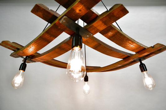 Wine Barrel Stave Chandelier - Meryl - Made from retired California wine barrels. 100% Recycled!