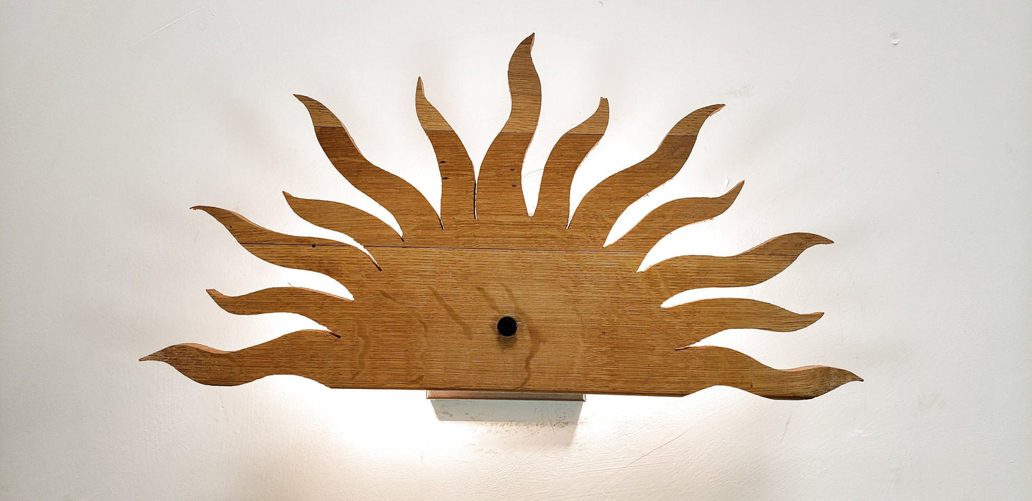 Half Sun Light Wall Sconce - Dol Arrah - Reversible! Made from retired wine barrels. 100% Recycled!