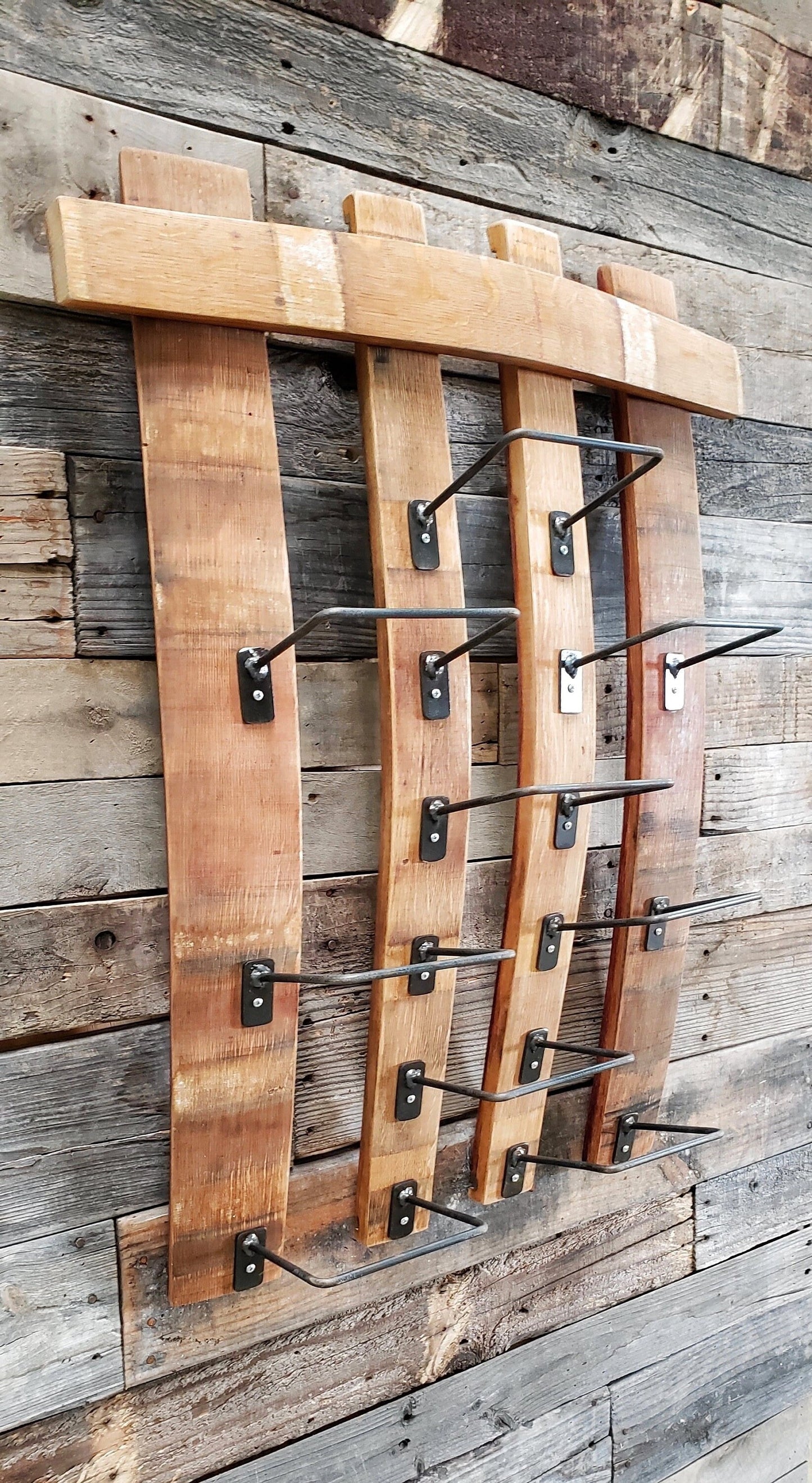 Wall Wine Bottle Rack and Display - Traminer - Made from retired California Wine Barrels. 100% Recycled!