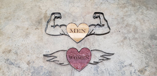 Wine Barrel Restroom Signs - Men and Women - Made from retired California wine barrels . 100% Recycled!