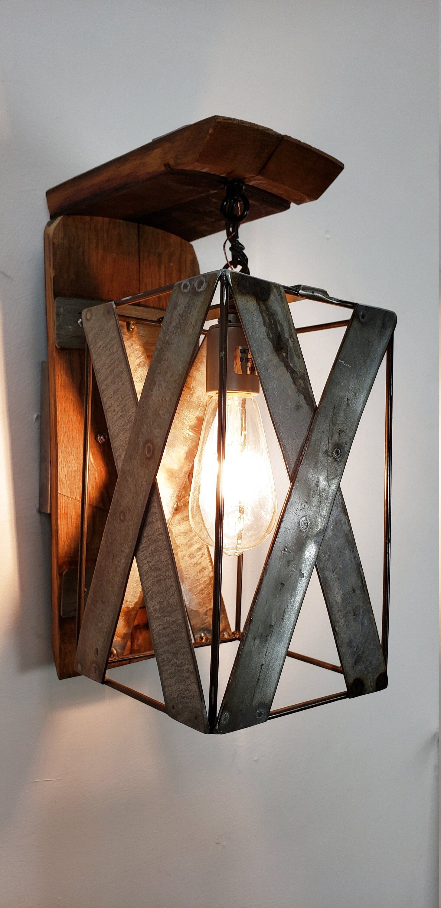 Wine Barrel Wall Sconce - Hazo - Made from retired California wine barrels - 100% Recycled!