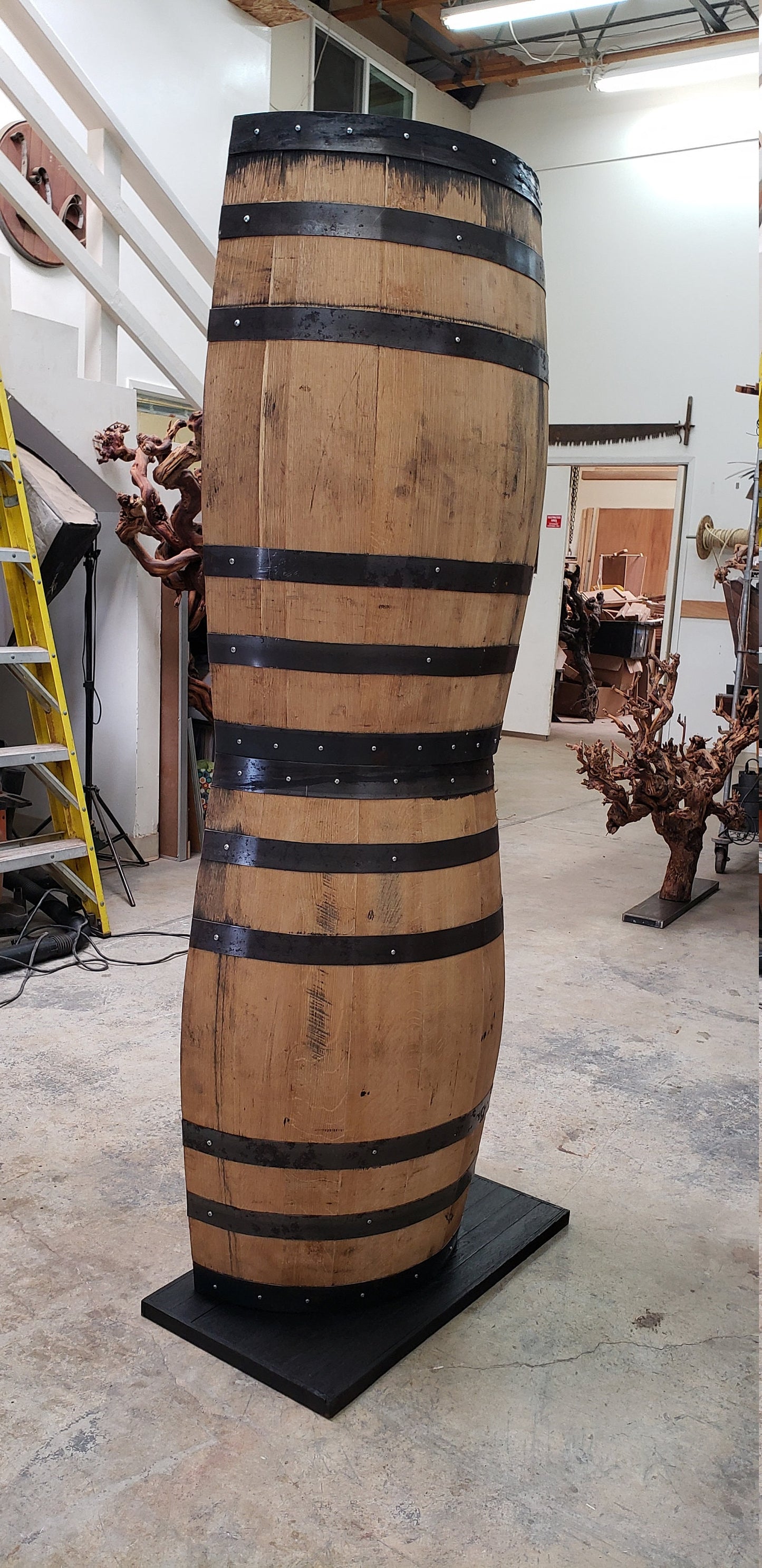 Wine Barrel Display Case - Tari - Made from reclaimed California wine or whiskey barrels. 100% Recycled!