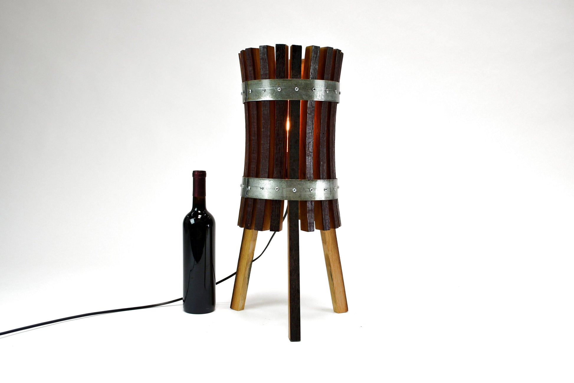 Wine Barrel Desk Lamp - Varju - Made from reclaimed California wine barrel rings and staves. 100% Recycled!