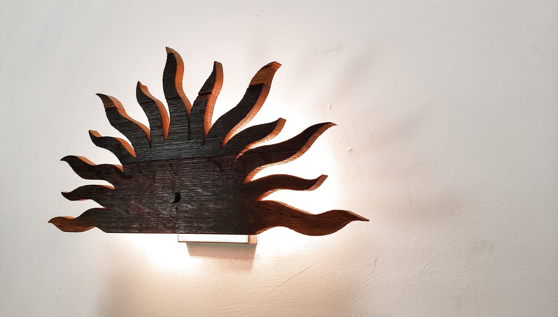 Half Sun Light Wall Sconce - Dol Arrah - Reversible! Made from retired wine barrels. 100% Recycled!