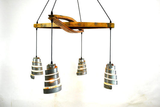 Wine Barrel Ring Chandelier - Samofin - Made from retired CA wine barrels. 100% Recycled!