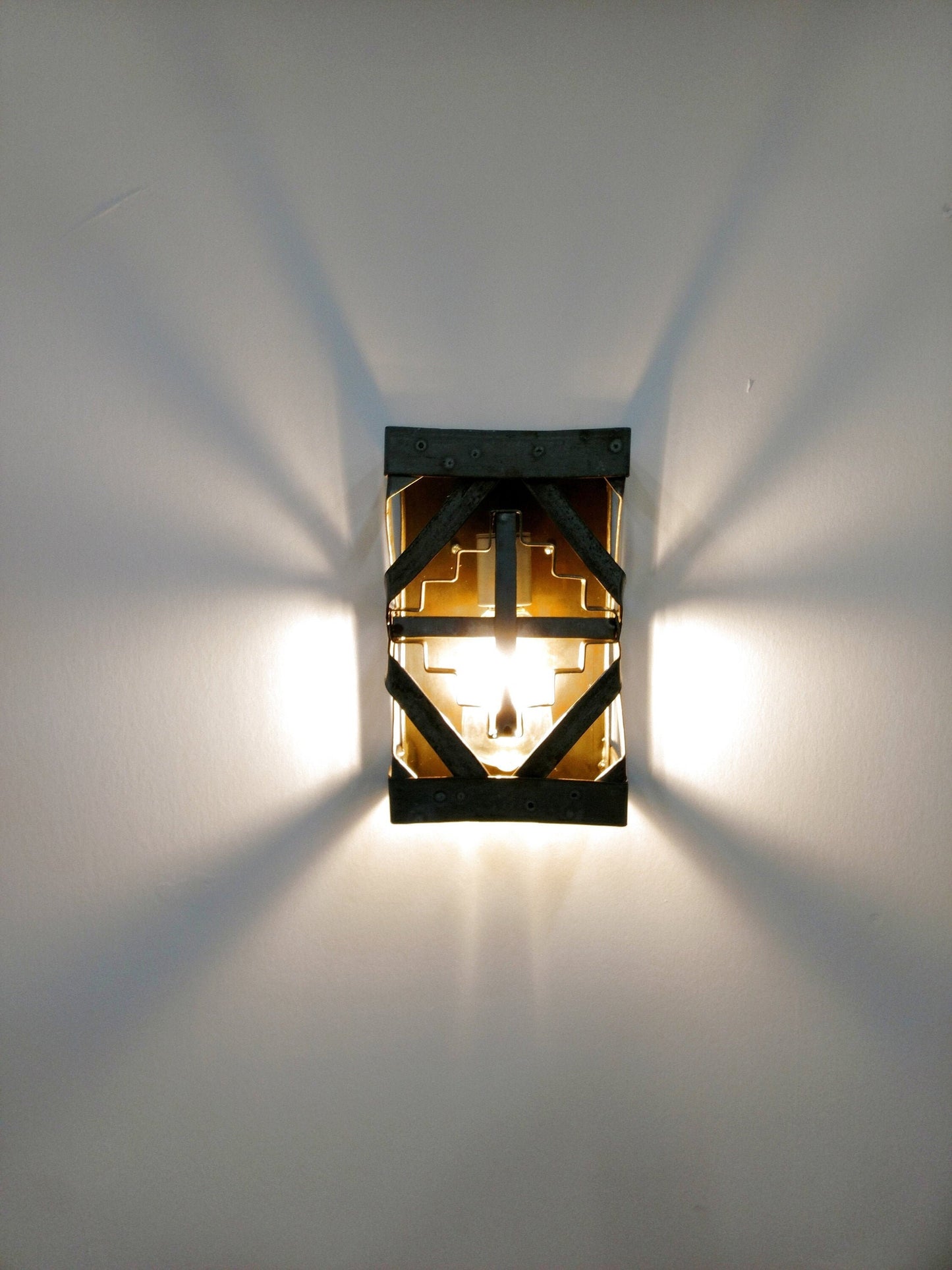 Wine Barrel Wall Sconce Santa Fe Style - Imani - Made from retired California wine barrel rings. 100% Recycled!