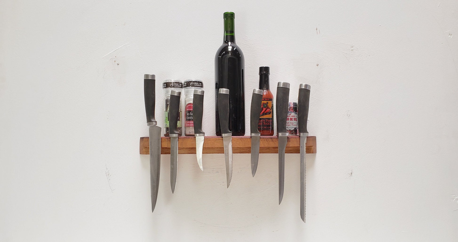 Wine Barrel Knife Rack and Shelf - Tana - Made from retired Napa Wine Barrels - 100% Recycled!