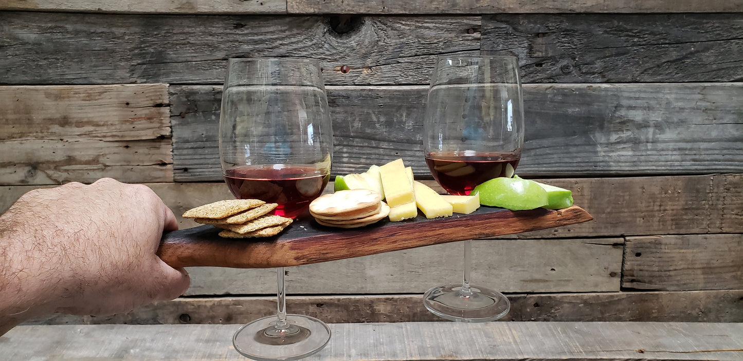 Barrel Stave Wine and Cheese Flight - Uksi- Made from retired California wine barrels 100% Recycled!