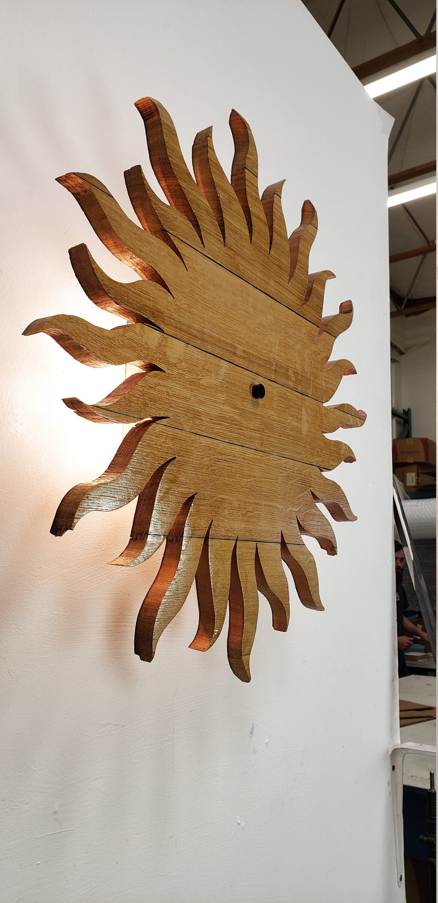 Sun Wine Barrel Wall Sconce - Pelor - Made from retired CA wine barrels. 100% Recycled!