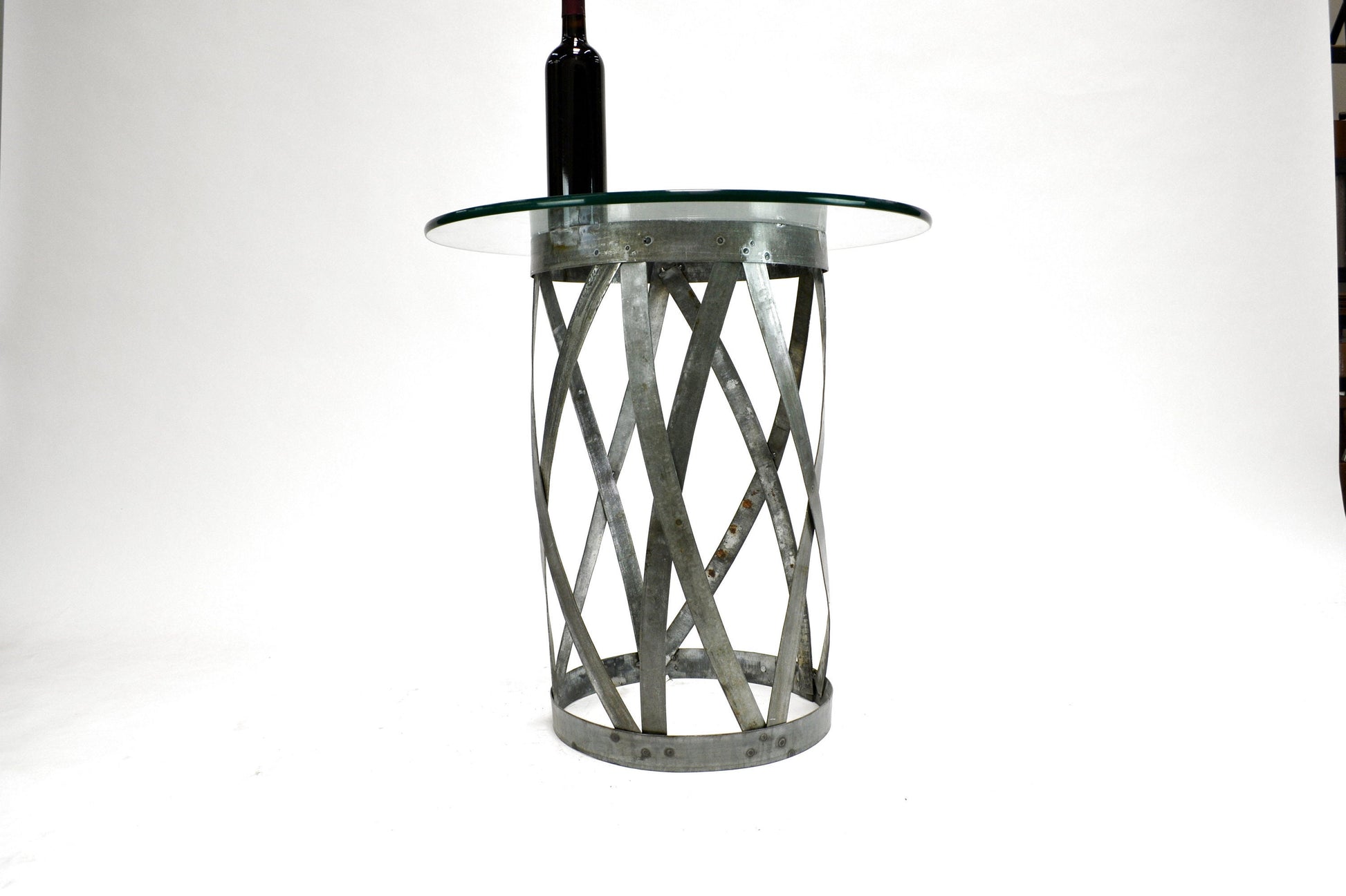Wine Barrel Side Table - Varun - made from retired Napa wine barrel rings. 100% Recycled!