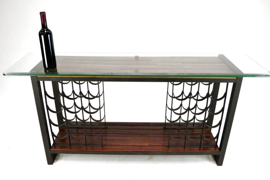 Wine Barrel Entry or Sofa Table - Lawa - Made from retired California Wine Barrels, Rings and Recycled Steel. 100% Recycled!