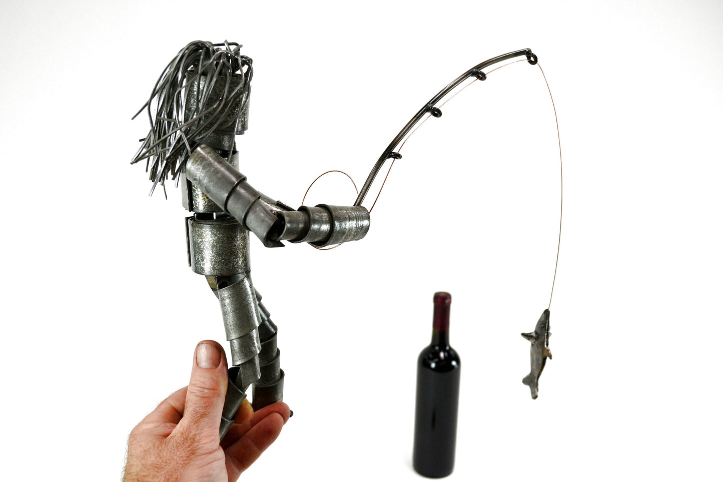Fly Fishing Female Wine Barrel Ring Wine Bot - Fly Fishin' - Made from retired CA wine barrel rings 100% Recycled!