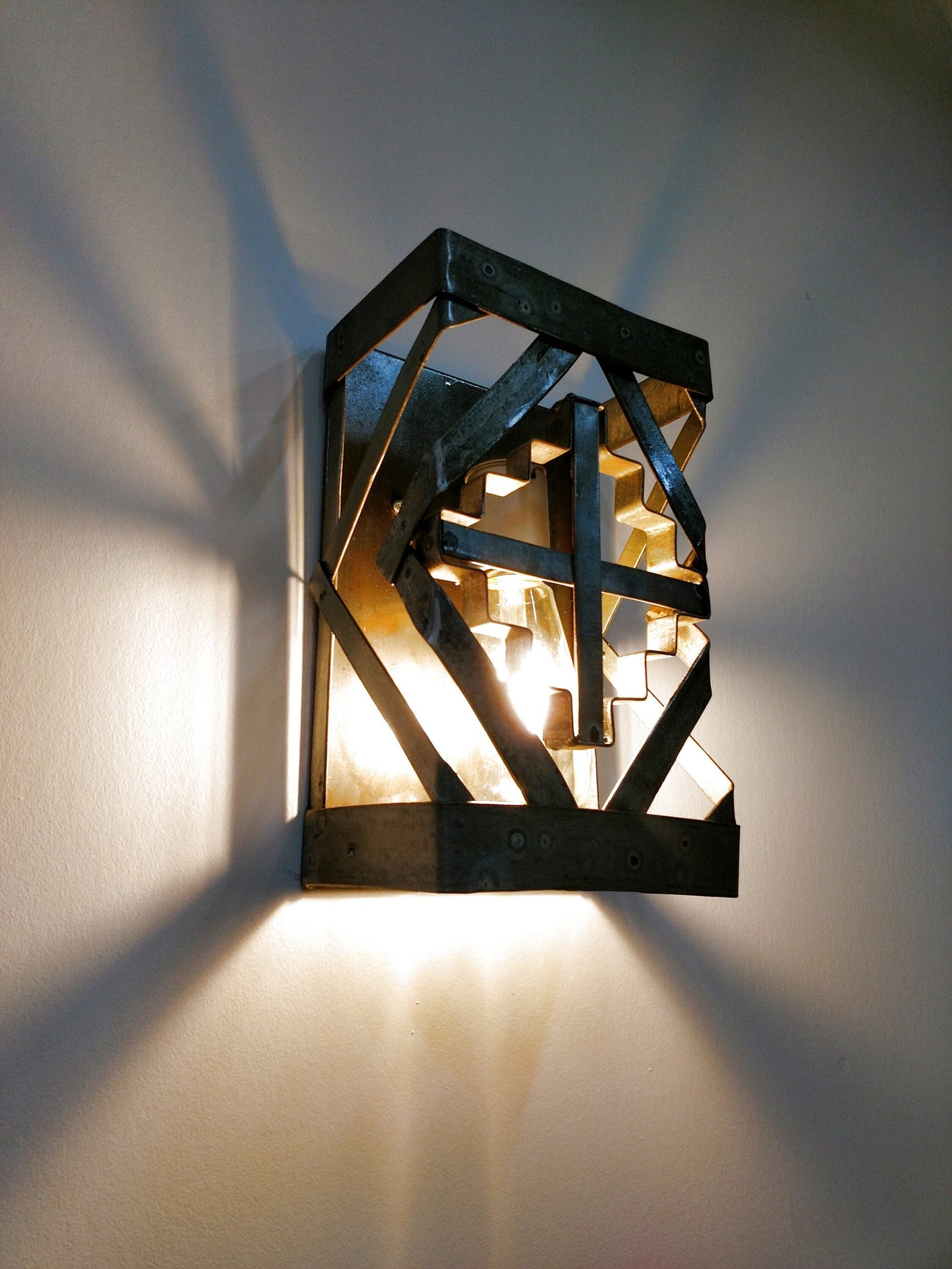 Wine Barrel Wall Sconce Santa Fe Style - Imani - Made from retired California wine barrel rings. 100% Recycled!