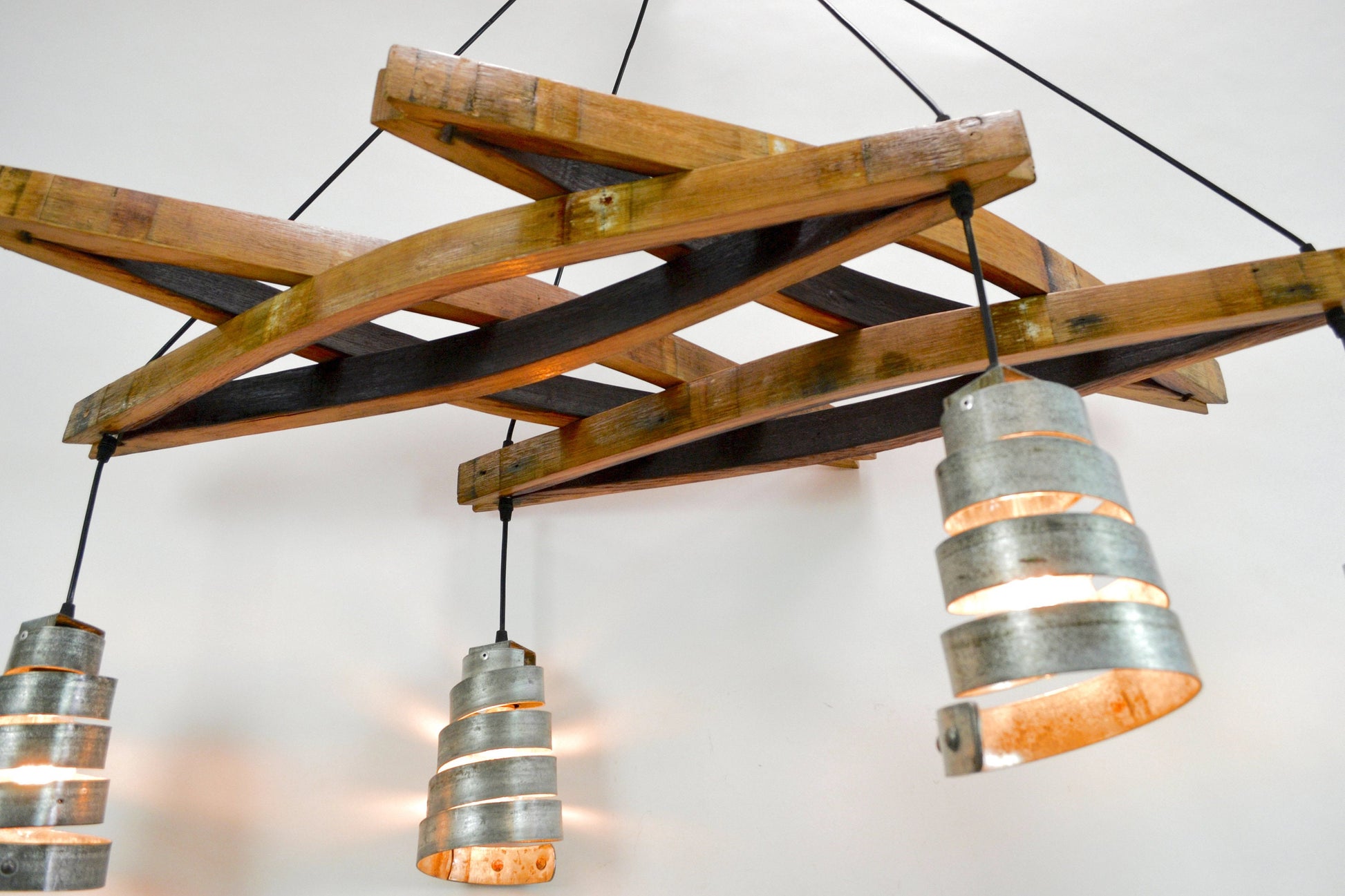 Wine Barrel Stave Chandelier - Vinaka - Made from retired California wine barrels. 100% Recycled!