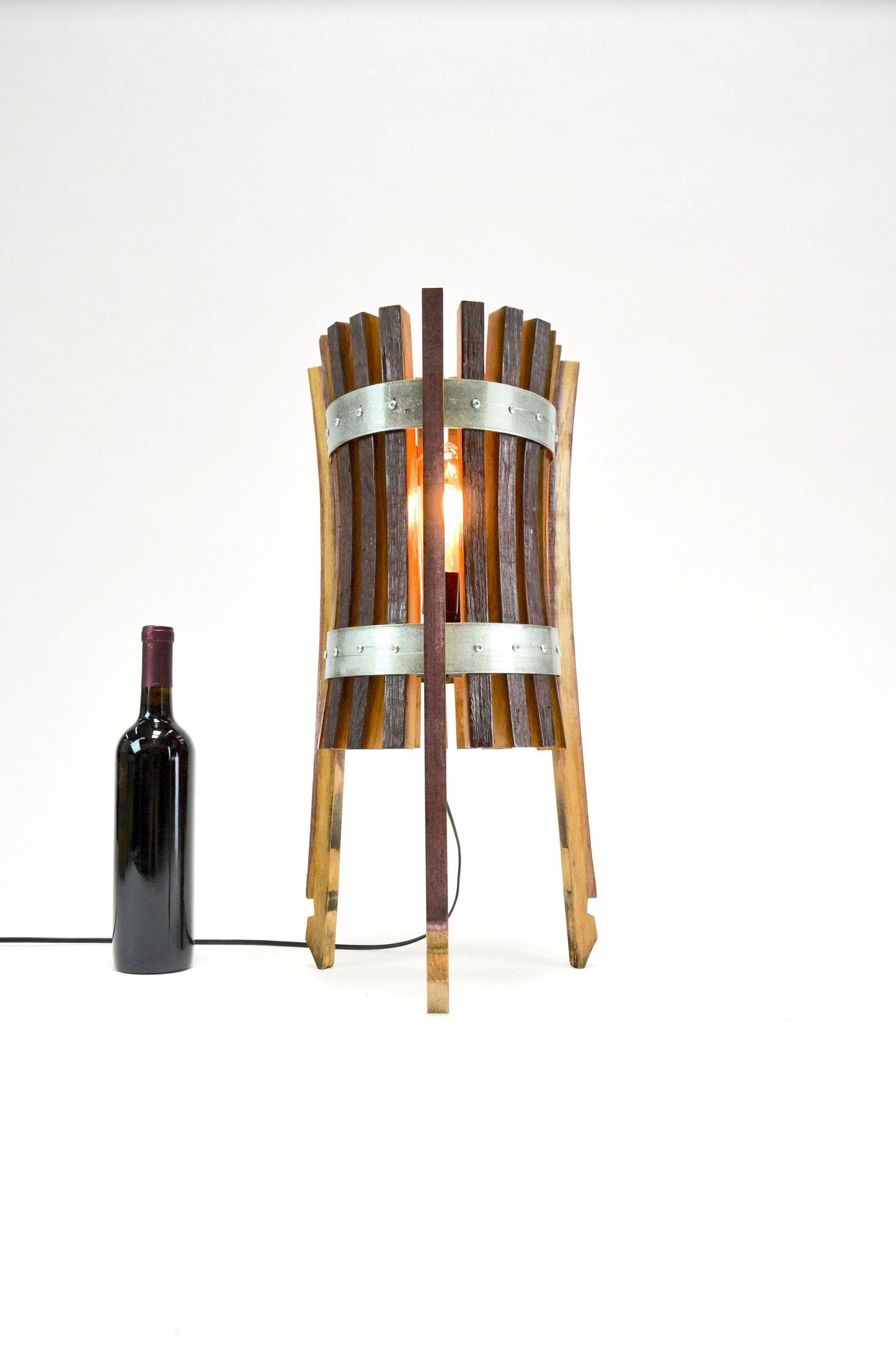Wine Barrel Desk Lamp - Varju - Made from reclaimed California wine barrel rings and staves. 100% Recycled!