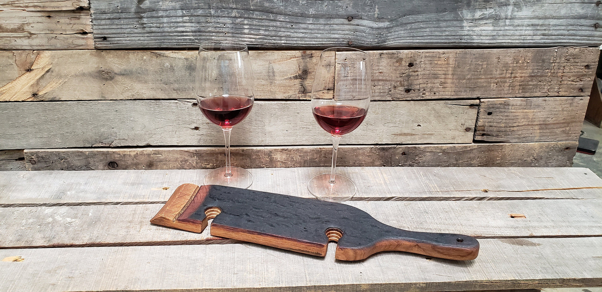Barrel Stave Wine and Cheese Flight - Uksi- Made from retired California wine barrels 100% Recycled!