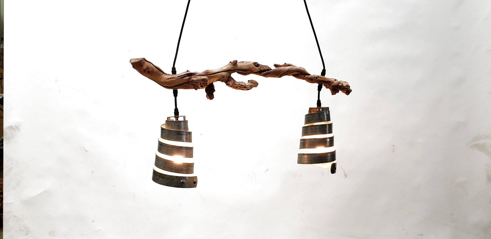Grapevine Pendant Chandelier - Marsanne - Made from retired CA wine barrel rings and grapevines. 100% Recycled!