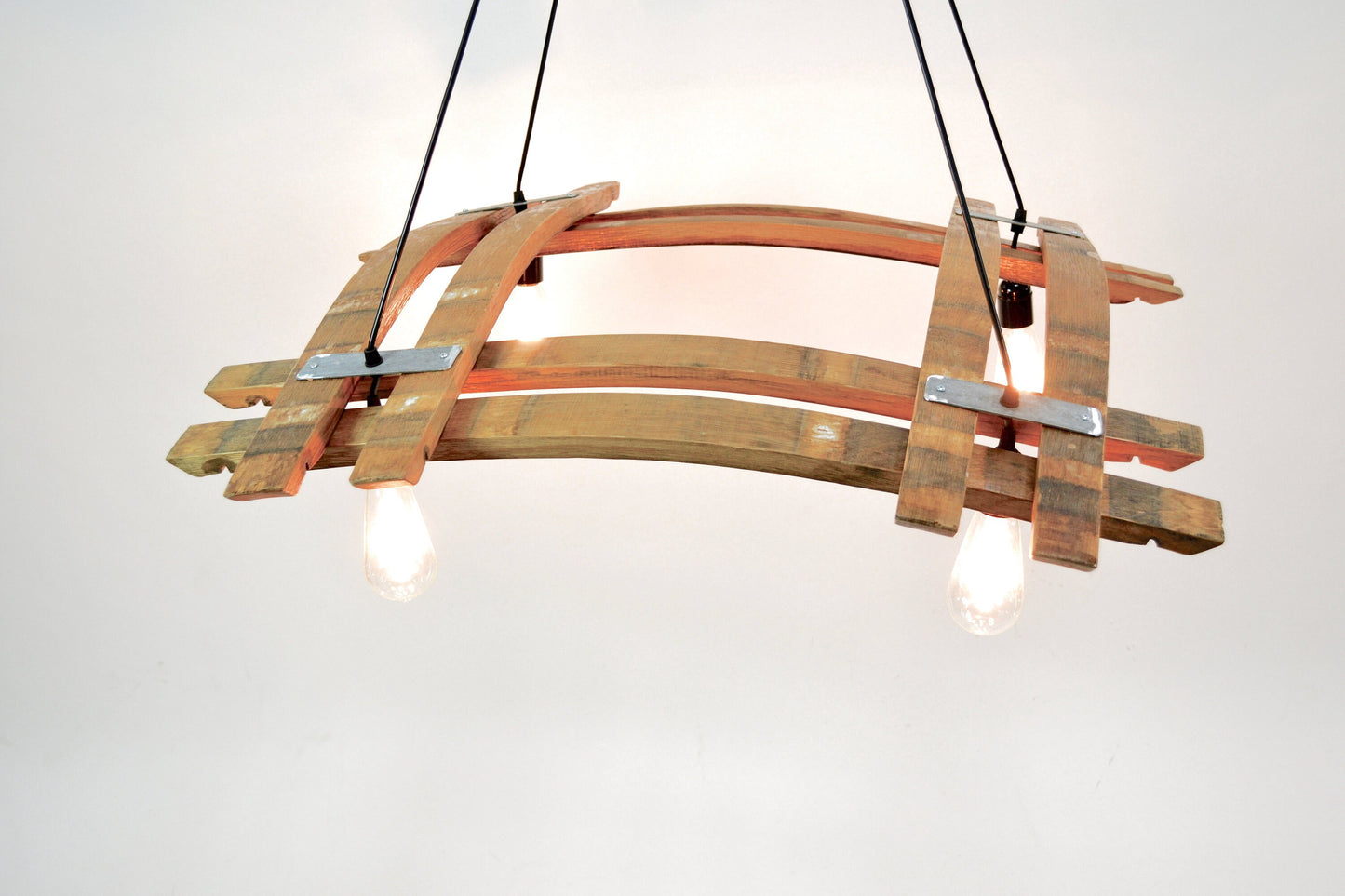Wine Barrel Stave Chandelier - Corba Meryl - Made of retired Napa CA wine barrels and rings - 100% Recycled!