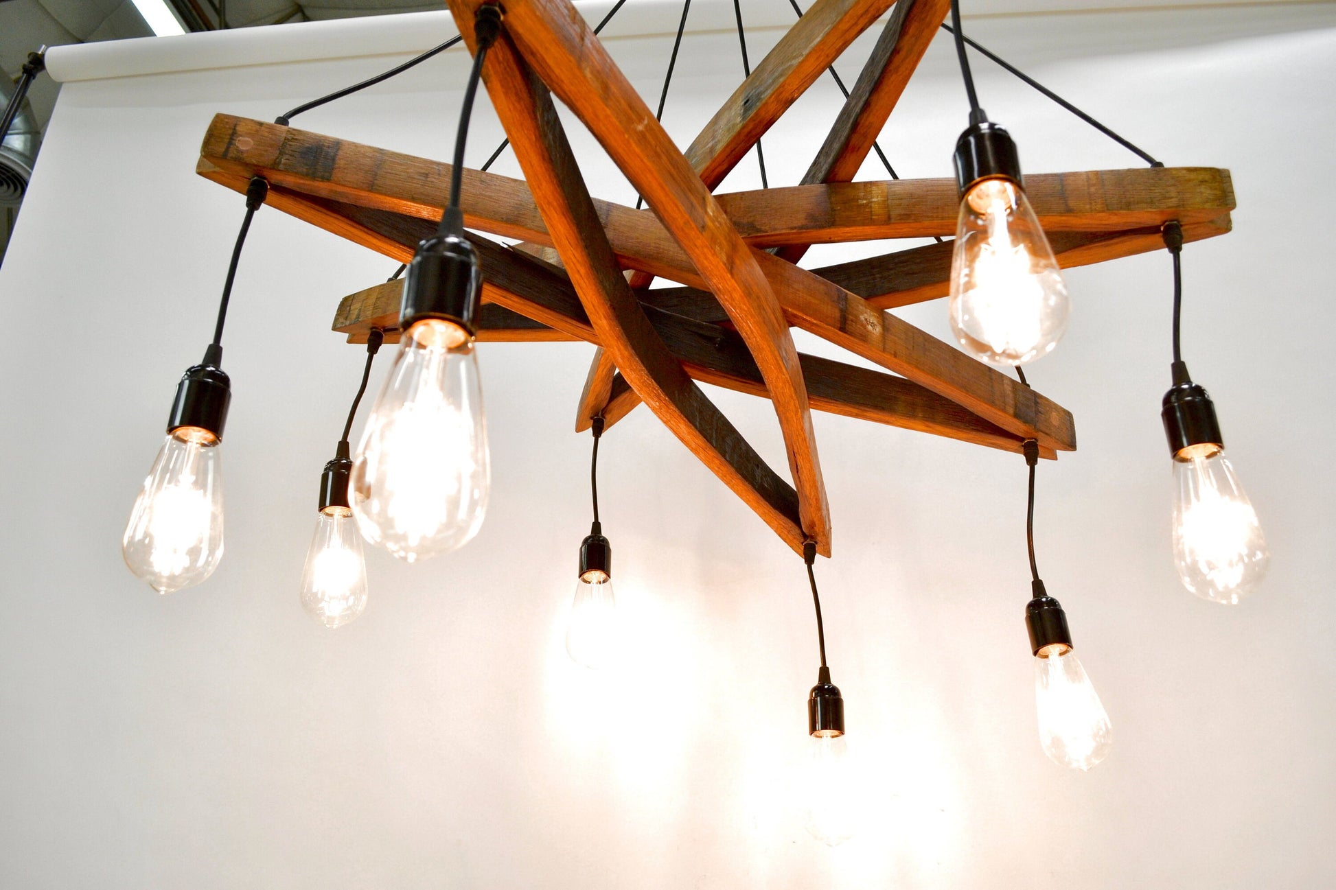 Wine Barrel Stave Chandelier - Estrella - Made from retired California wine barrels - 100% Recycled!