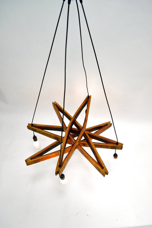 Wine Barrel Stave Chandelier - Estrella - Made from retired California wine barrels - 100% Recycled!