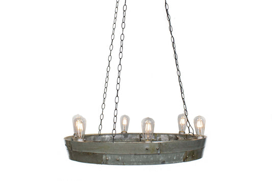 Wine Barrel Ring Chandelier - Senti - made from retired California steel 100% Recycled!