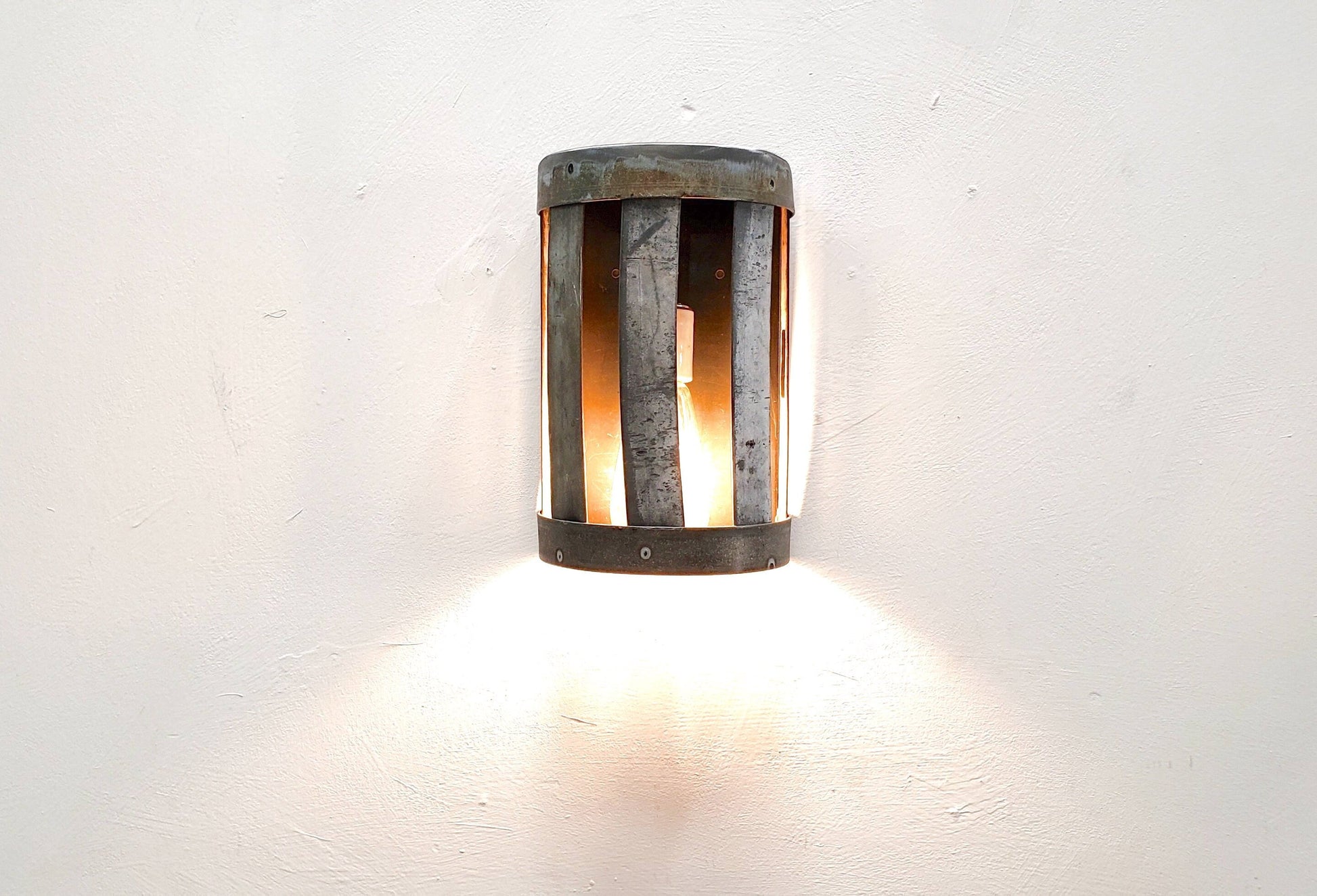 Wine Barrel Ring Wall Sconce - Zaper - Made from retired California wine barrel rings. 100% Recycled!