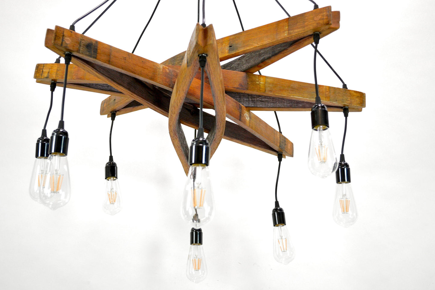 Wine Barrel Stave Chandelier - Estrella - Made from retired California wine barrels - 100% Recycled!