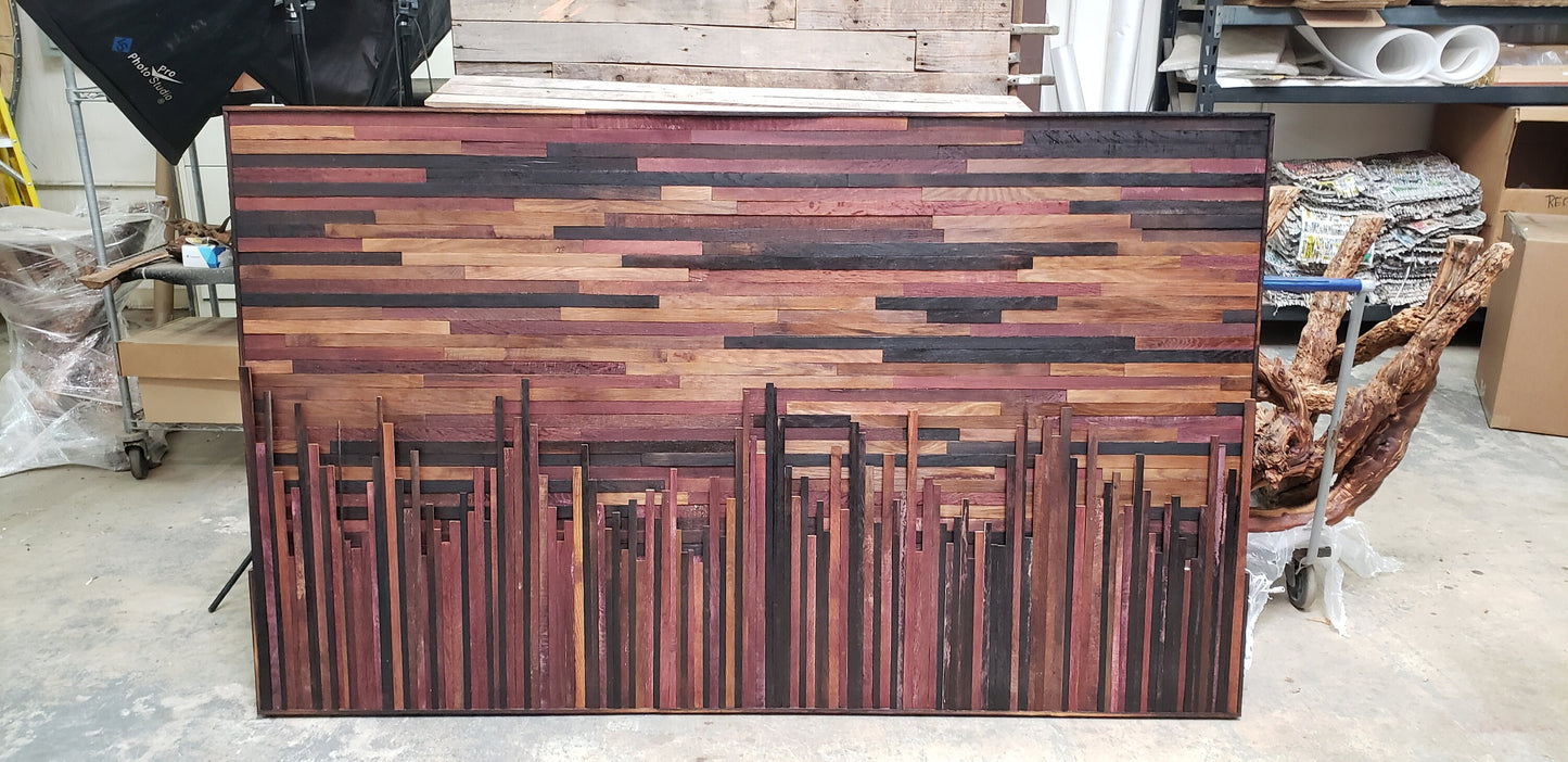 Wine Barrel Wall Art or Headboard - Dreams in the City - Made from retired Napa wine barrels. 100% Recycled!