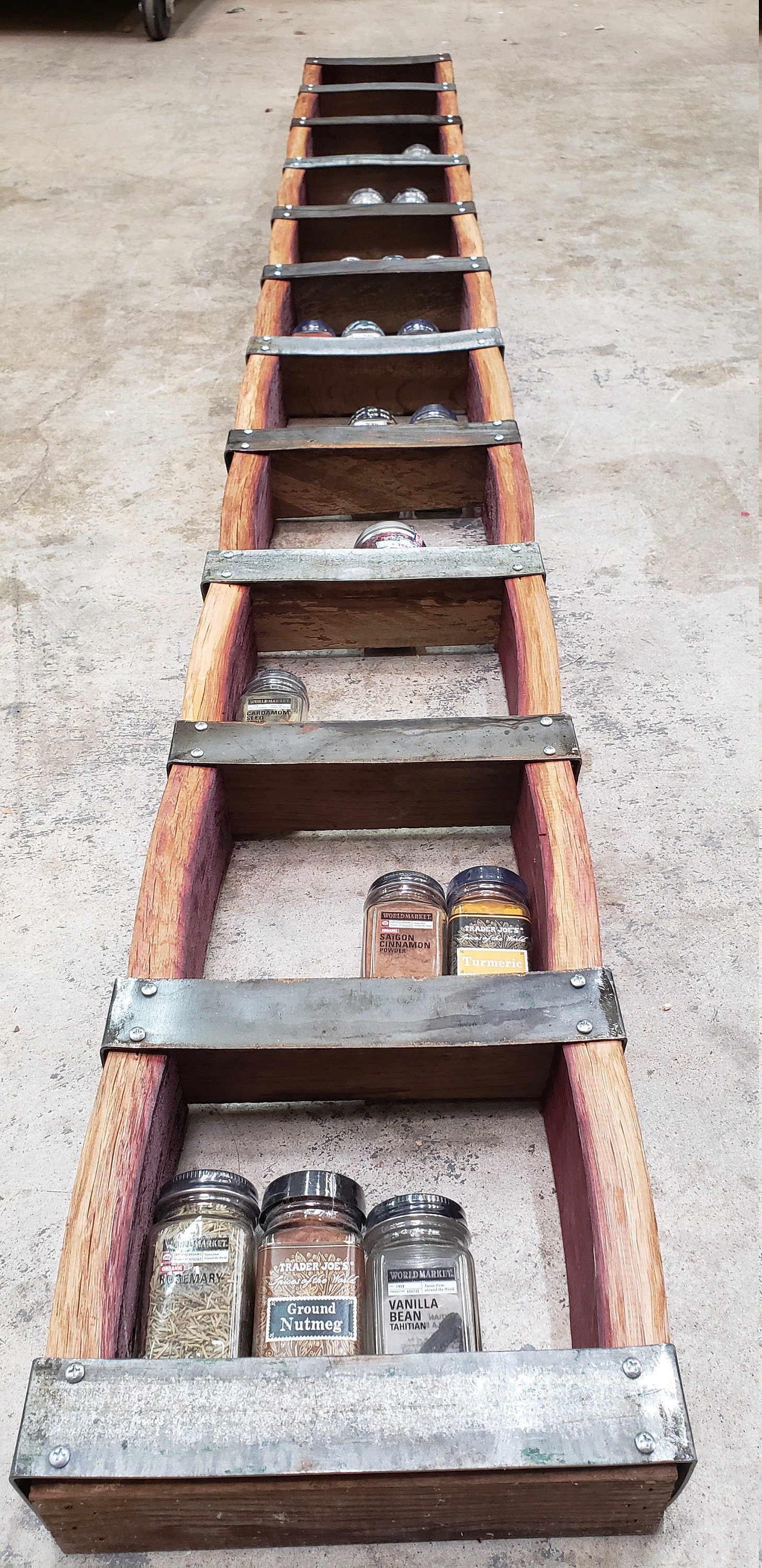 Wine Barrel Wall Spice Rack Display - Coriander - Made from retired California wine barrels