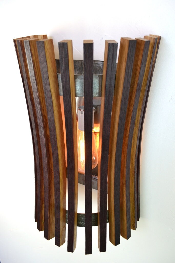 Wine Barrel Wall Sconce - Mokuton - Made from retired California wine barrels - 100% Recycled!