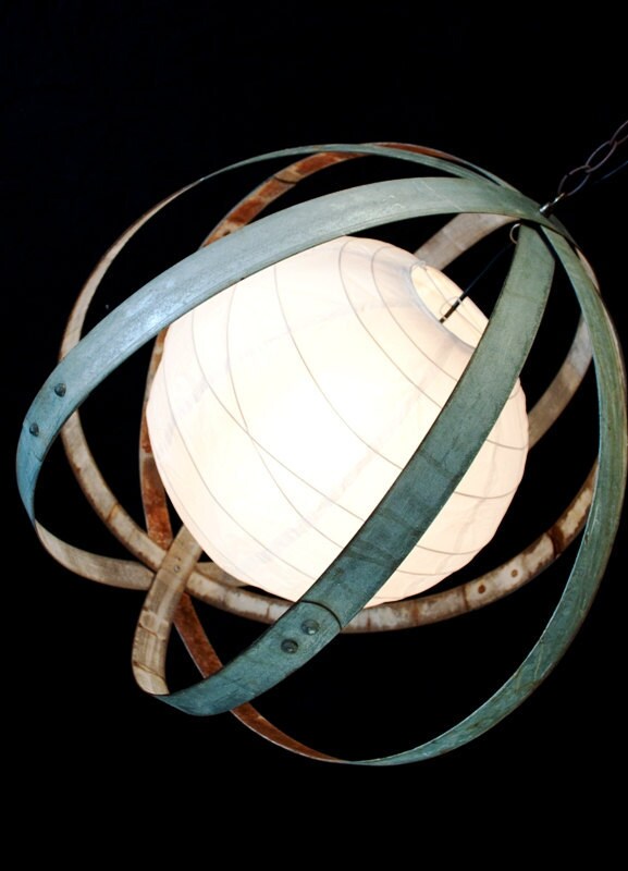 Wine Barrel Chandelier - Classic - made from retired Napa wine barrel rings. 100% Recycled!