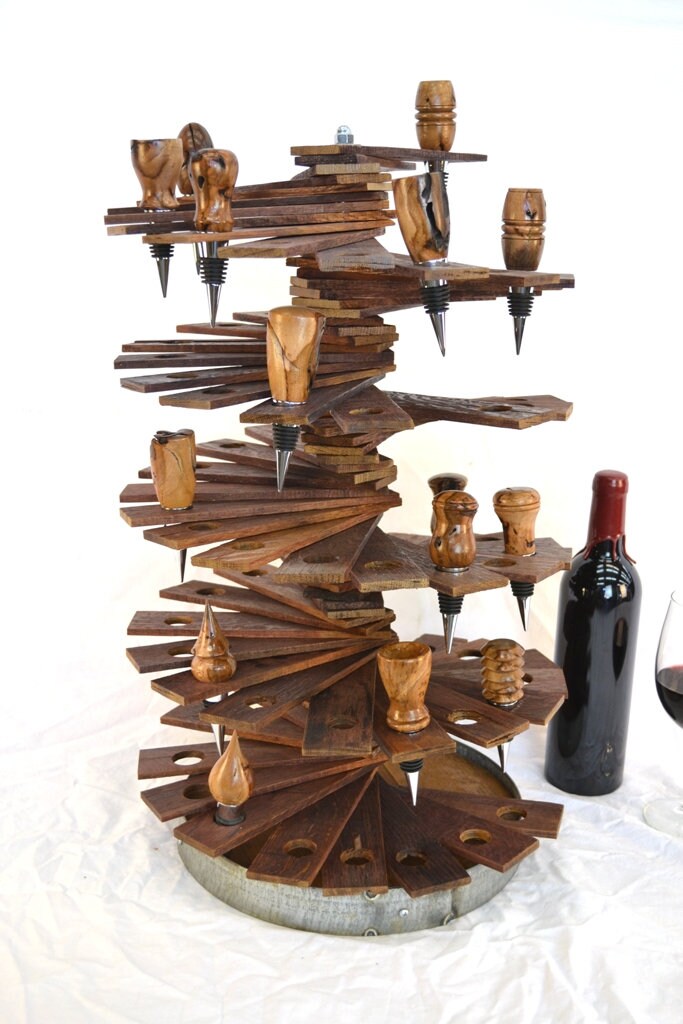 Wine Bottle Stopper Display - Korasi - Made from retired Napa wine barrels - 100% Recycled!