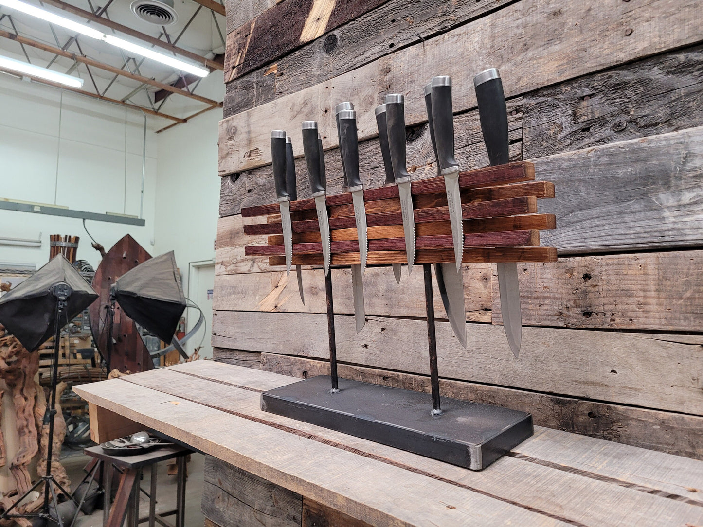 Wine Barrel Magnetic Knife Rack - Osto 2 - Made from retired Napa wine barrels. 100% Recycled!