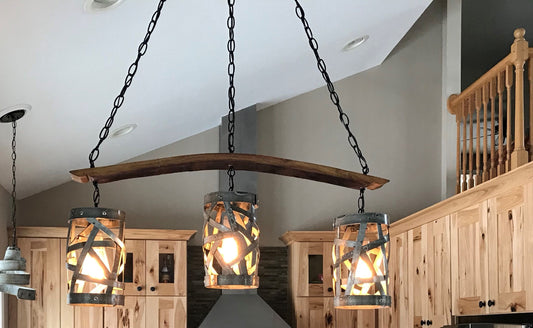 Wine Barrel Ring Chandelier - Rytas - Made from retired California wine barrels and staves - 100% Recycled!