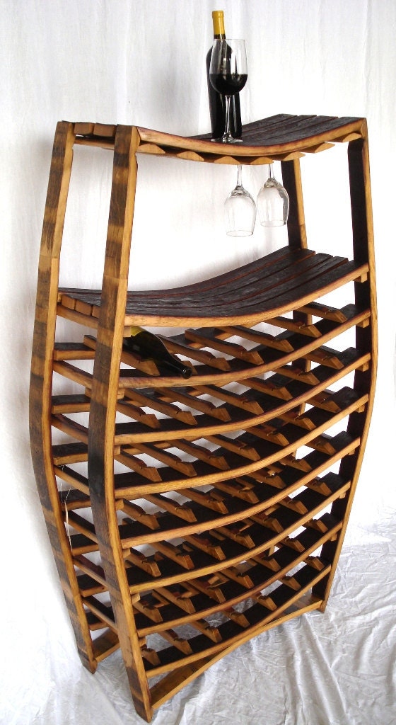 Wine Barrel Wine and Glass Rack - Condrie - Made from retired wine barrels. 100% Recycled!