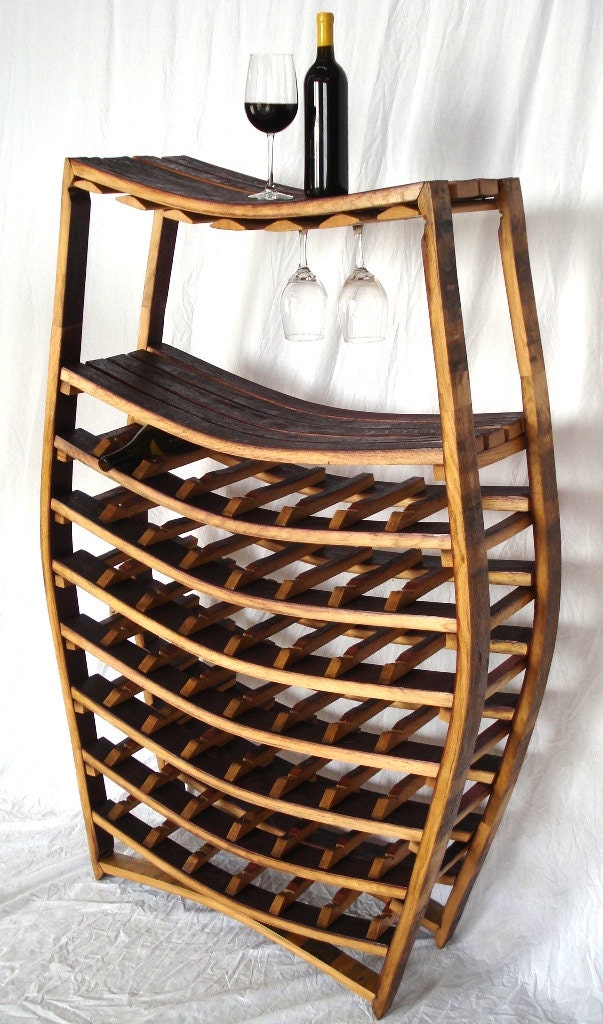 Wine Barrel Wine and Glass Rack - Condrie - Made from retired wine barrels. 100% Recycled!