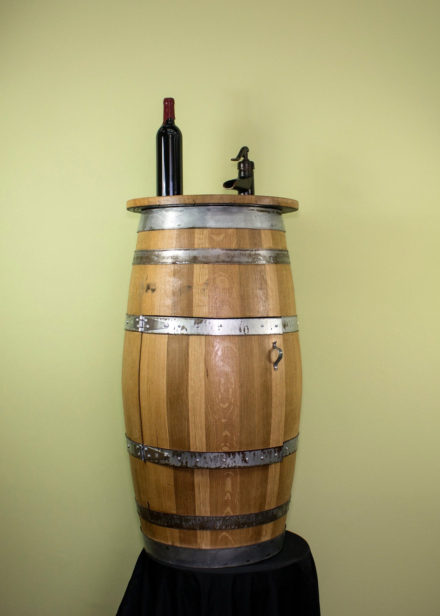 Narrow Wine Barrel Vanity with Hammered Copper Sink and Faucet - Mundis - made with retired Napa wine barrel 100% Recycled!