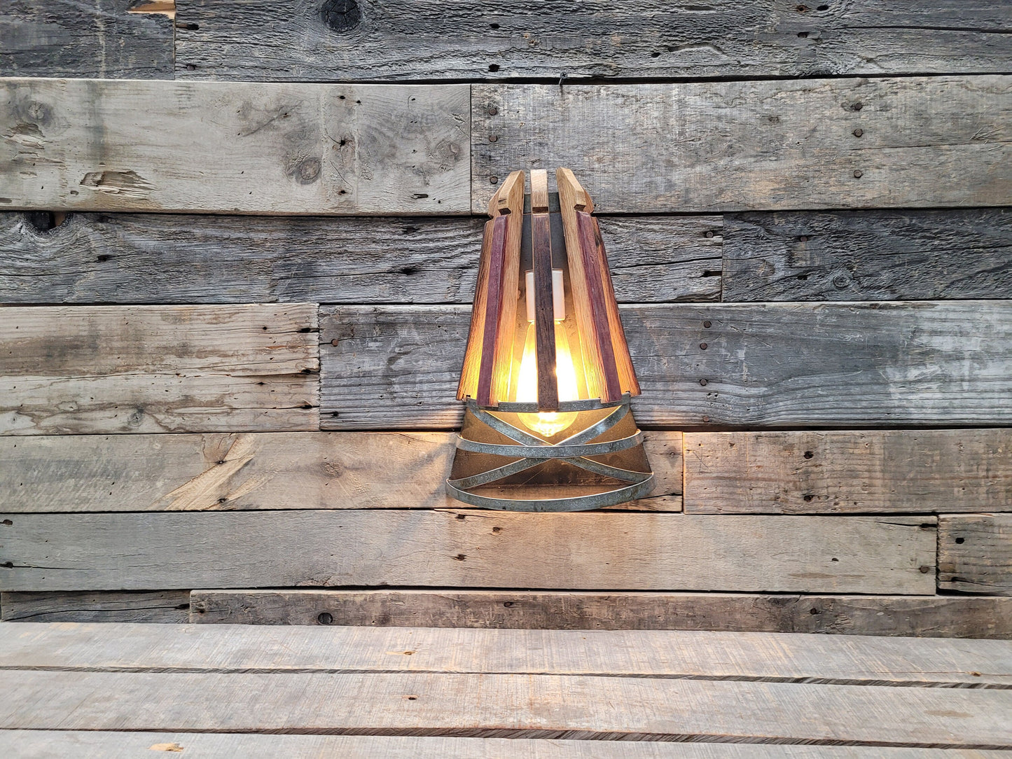 Wine Barrel Wall Sconce - Tenda - Made from retired California wine barrels 100% Recycled!