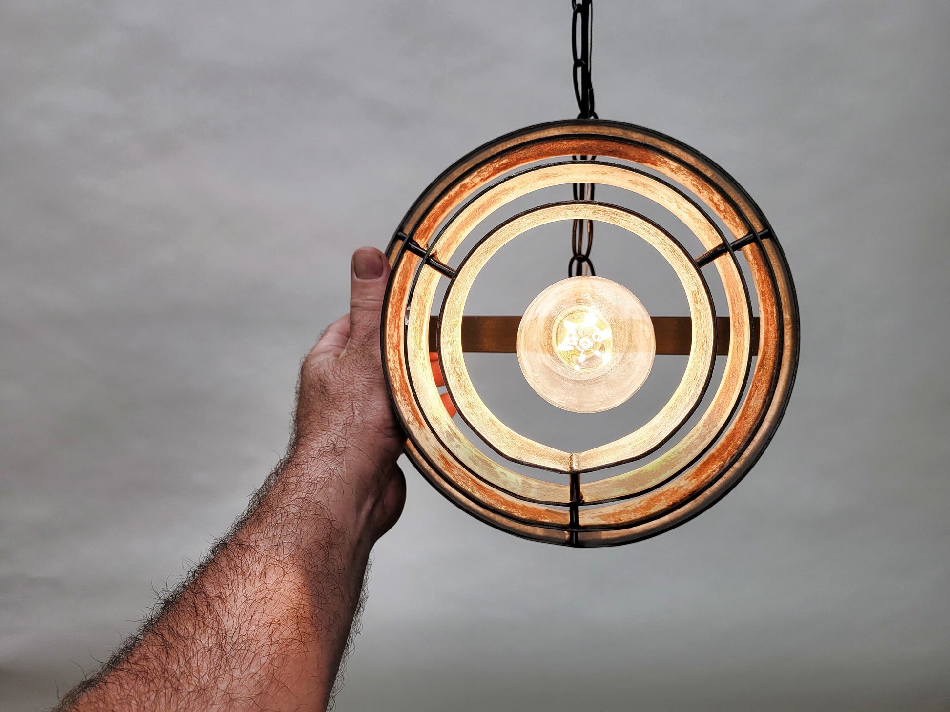 Wine Barrel Ring Pendant Light - Kotar - Made from Retired California wine barrel rings 100% Recycled!