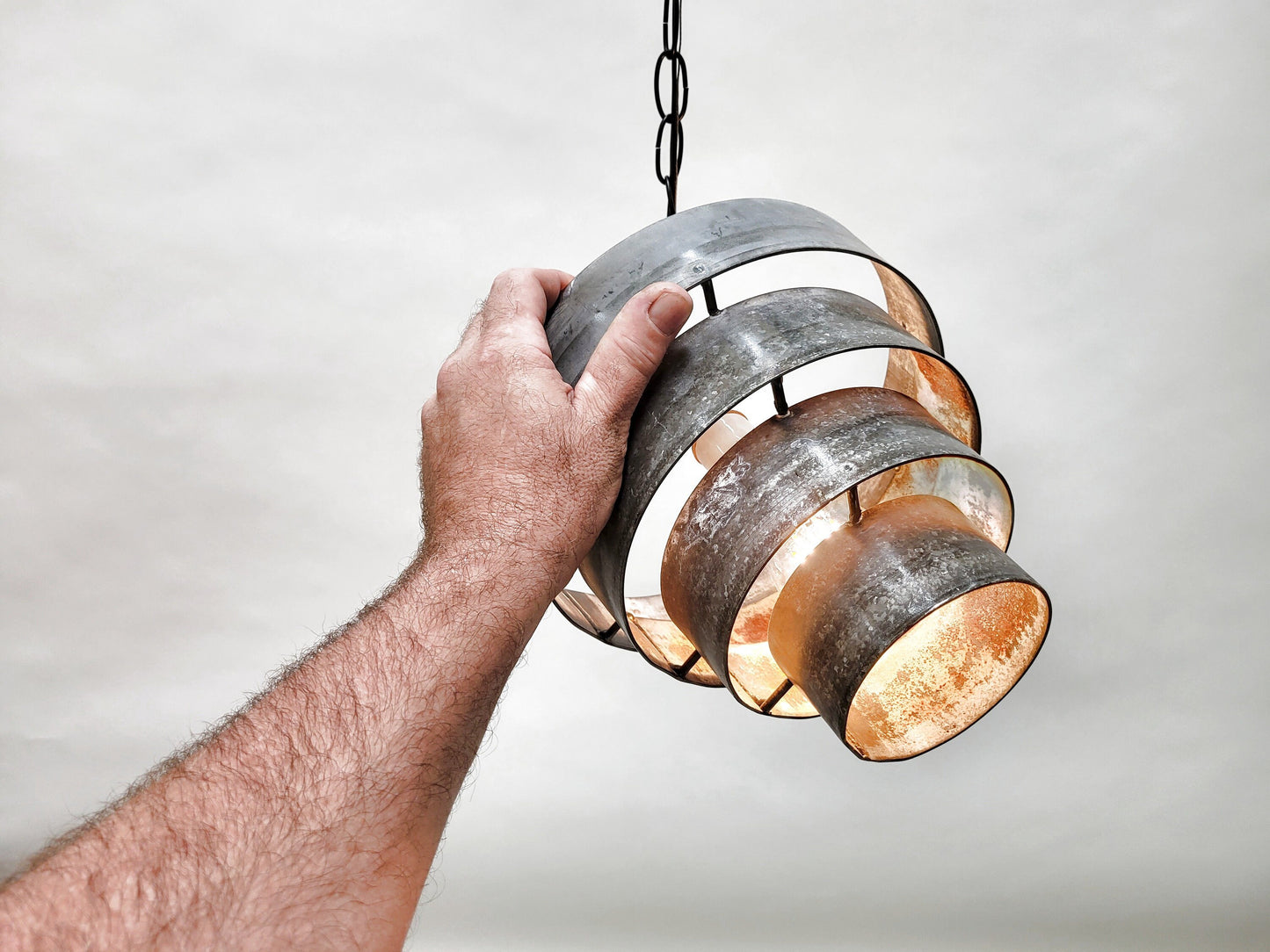 Wine Barrel Ring Pendant Light - Kotar - Made from Retired California wine barrel rings 100% Recycled!