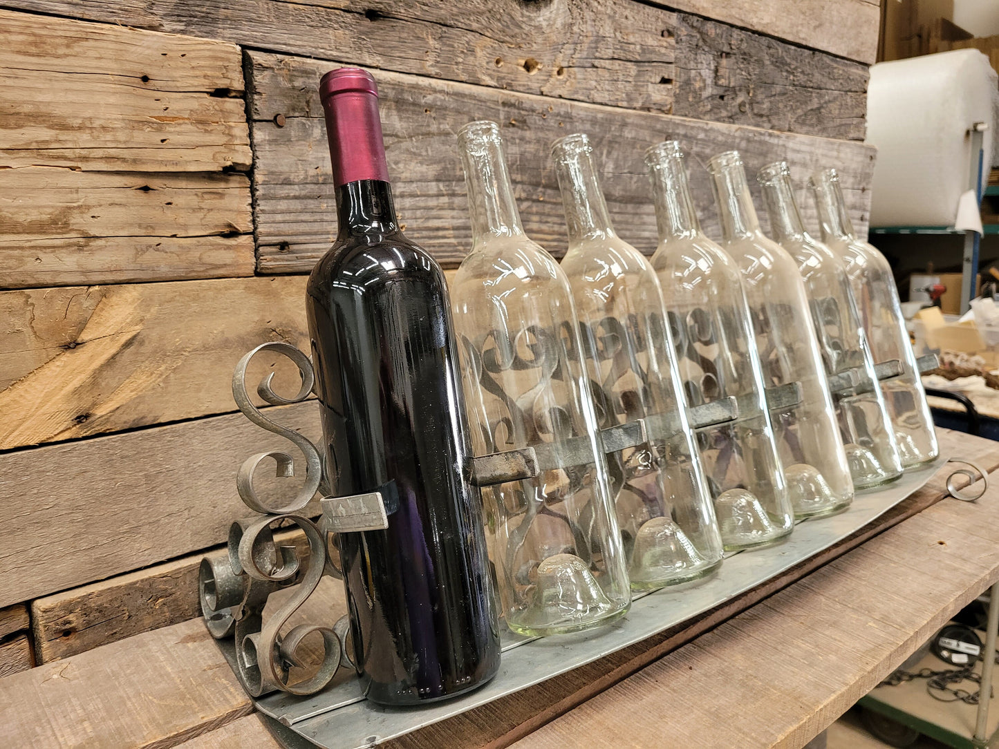 SALE! Counter Top Wine Bottle Holder - Heart Spirals - Made from local Napa California wine barrel rings. 100% Recycled!