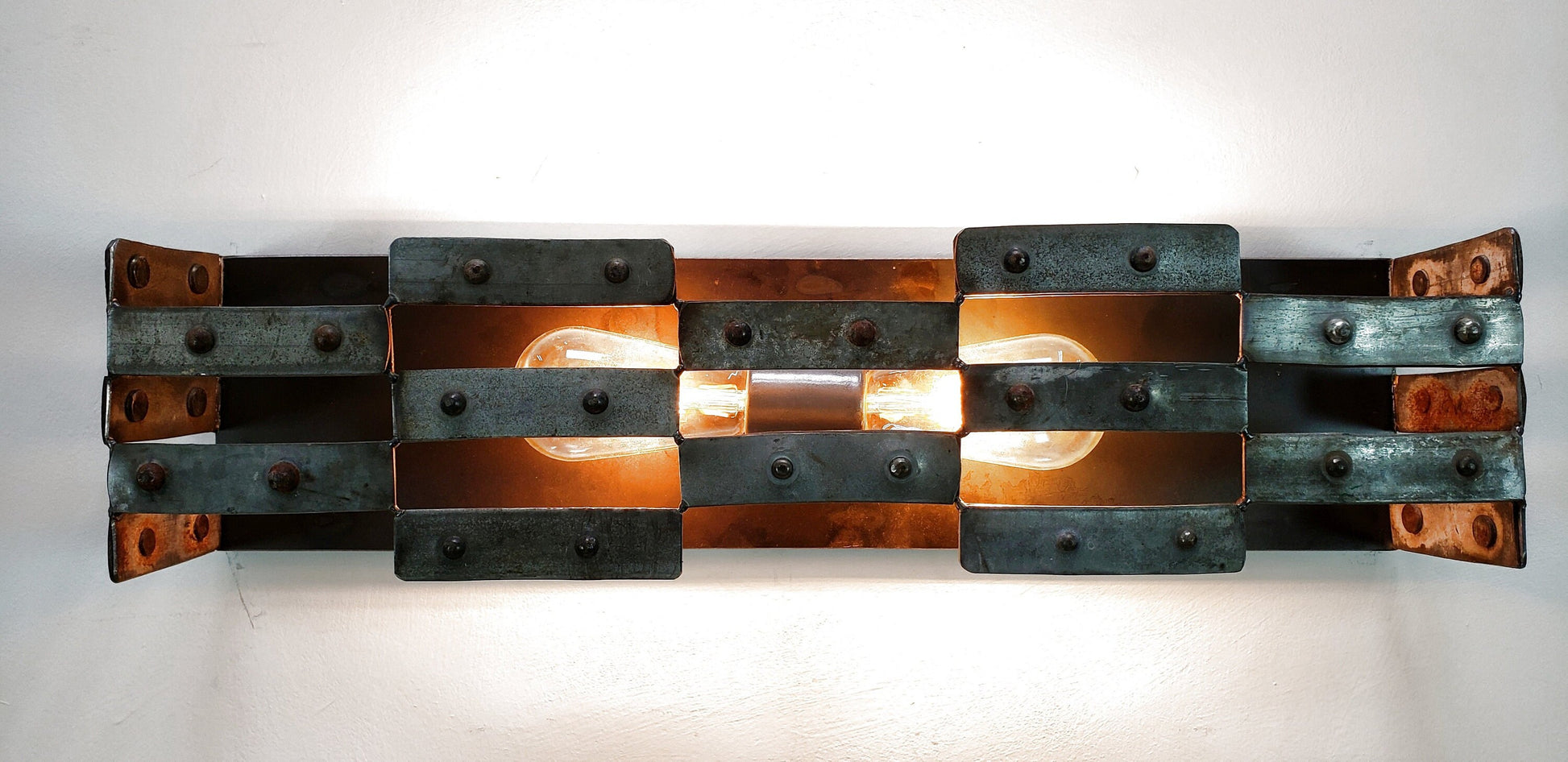 Wine Barrel Wall Sconce - Step Stool to Heaven - retired California wine barrel ring steel. 100% recycled!