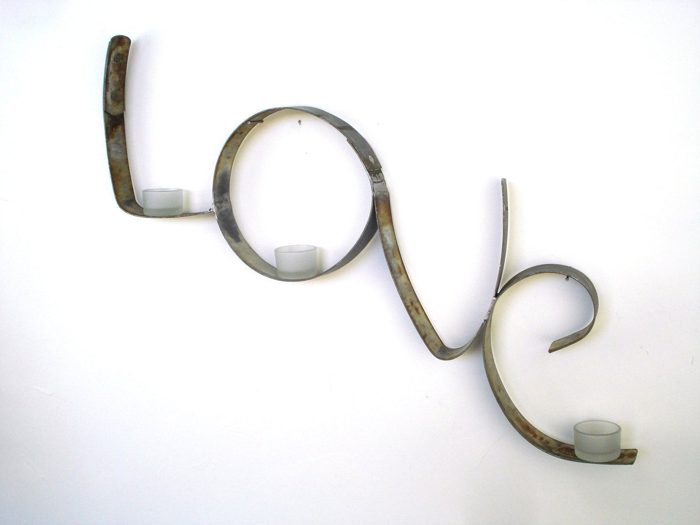 LOVE with vases - Wine Barrel Ring Sign  and candle holders 
