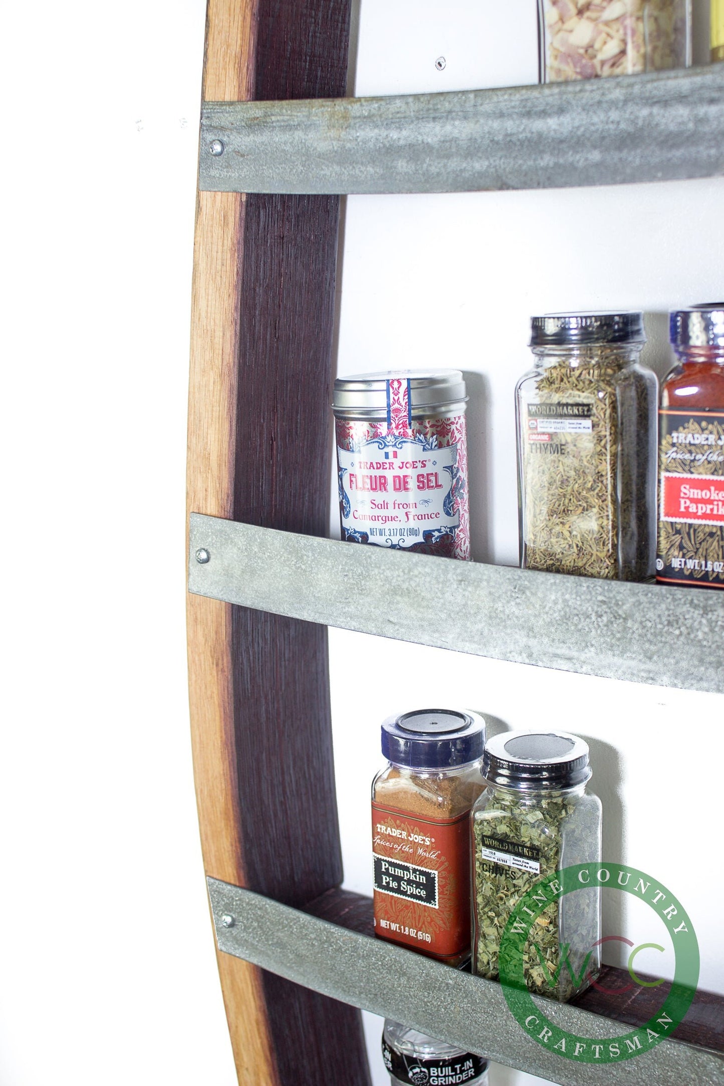 Wine Barrel Spice Rack - Big Thyme - Made from retired California wine barrels - 100% Recycled!