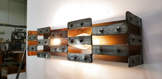 Wine Barrel Wall Sconce - Step Stool to Heaven - retired California wine barrel ring steel. 100% recycled!